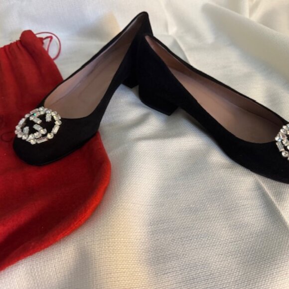 GUCCI "Sparkling GG Pump" in Black Suede - Style 353734 - WORN ONCE - Picture 2 of 8
